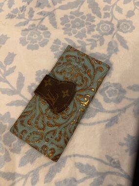 Keep it Gypsy Turquoise and Gold Paisley Clutch Wallet with repurposed LV